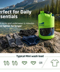 Pocket Friendly Travel Laundry Sack With A Built In Washboard Surface For Quickly Scrubbing Down Socks And Undies While Backpacking Or Hitting The Road Without Lugging Heavy Machines Or Clunky Gear, on a rock by water with socks and underwear.