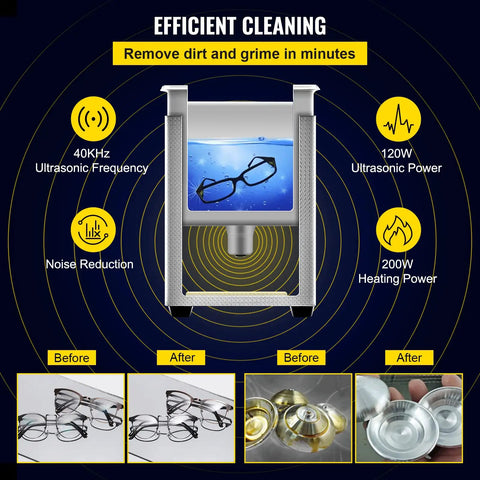 Pro Grade Heavy Duty 3 Liter Digital Ultrasonic Cleaning Bath With Adjustable Heater And Auto Timer, cleaning eyeglasses in water.