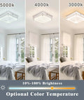 26 Inch LED Crystal Flush Mount Ceiling Light Fixture, Dimmable 4000K Rectangle Crystal Panels in various light temperatures