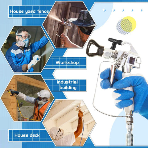 10 Piece Reversible Airless Spray Tips Set With Tungsten Carbide Nozzles For Paint Sprayers in use on walls and fences