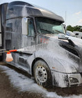 Touchless One Step Car Wash Detergent Soap Concentrate With Degreasing Power applied on truck, foaming rinse in action