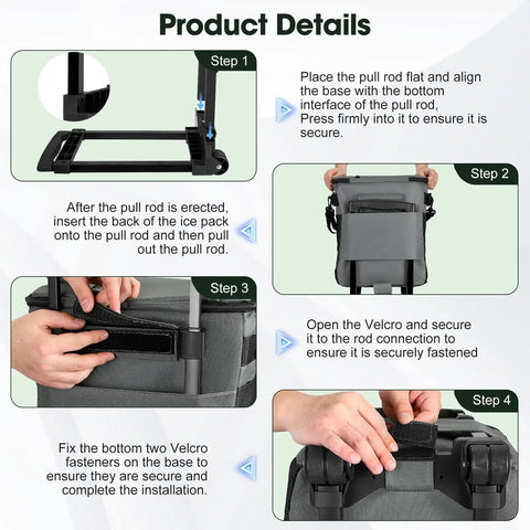 Instructions for assembling Beast Rolling Cooler Bag With Detachable Cart And All Terrain Wheels, 60 Can Capacity.