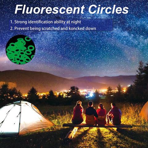 Campers under starry sky, using Heavy Duty Tent Stakes Kit With Hammer And Pouch, 12-Pack 10-Inch Forged Steel Stakes For Rocky Ground