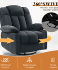 Cozy Swivel Rocker Recliner Chair For Adults With Massage Heat And Vibration 360 Degree Glider Lounge Sofa For Living Room Blue