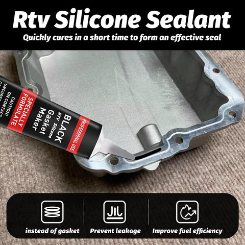 High Temp Red RTV Silicone Sealant For Engines, Gearboxes, Pumps And Superchargers, Oil Leak Proof Gasket Maker applied on metal surface.