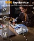 25Ft Heavy Duty Extension Cord With Flat Plug Surge Protector featuring a sleek design protecting devices from surges.
