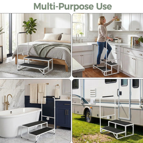 Senior Friendly Bed Step Stool For Adults And Elderly No Fuss Non Slip Stable Height Helper in home and RV settings