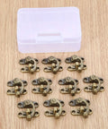Old School Vintage Iron Key Hasp Lock Set 10 Pieces 29x33mm Antique Bronze Horn Style Decorative Latch Hasps with storage box