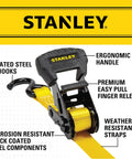 Heavy Duty 1 Inch By 14 Foot Ratchet Tie Down Straps With 3,000 Pound Break Strength And 1,000 Pound Safe Working Load, ergonomic handle