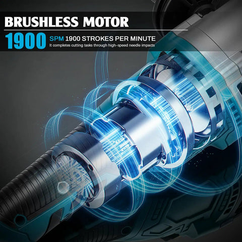 Brushless Cordless Sheet Metal Nibbler For Makita 18V Battery, featuring the brushless motor and 1900 SPM technology.
