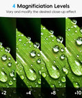 58mm Macro Close-Up Filter Set With +2 +4 +8 +10 Diopters For Close-Up Photography showing magnification on green leaves
