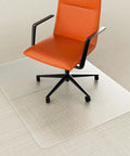 Foldable 36 By 48 Inch Chair Mat For Carpeted Floors, Heavy Duty PVC Floor Protector with chair on low pile carpet