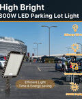 Ultra Bright 300W LED Parking Lot Light With 45000 Lumens 5000K Daylight IP65 Outdoor Shoebox Slip Fitter Pole Mount Street Lighting