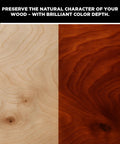 Colonial Dark Brown Water Based Wood Stain For Furniture And Crafting showing light and dark wood finishes, illustrating color depth.