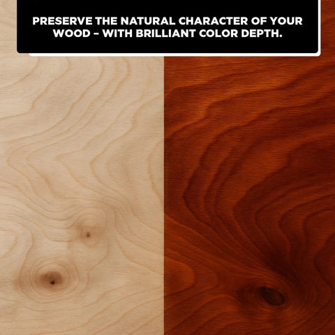 Colonial Dark Brown Water Based Wood Stain For Furniture And Crafting showing light and dark wood finishes, illustrating color depth.