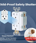 GFCI Outlet 15 Amp Self Test, Tamper Resistant Receptacle Pack, child-proof safety feature, kid in room
