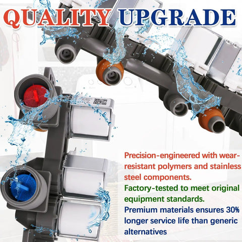 Washer Water Inlet Valve 12V Replacement Fit for WT1501CW Models Five Outlet Hot And Cold Valve Plug And Play Install Durable Laundry Machine Water Supply Valve Easy DIY Swap, five-outlet view