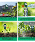Three In One Soil Tester For Garden And Lawn Care With PH Fertility Test And Moisture Meter displayed in various use scenarios