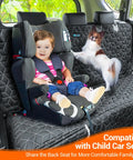 Waterproof Dog Car Seat Cover For SUVs Back Seat Heavy Duty Nonslip Bench Protector Fits RAV4 Honda Subaru Mazda CX5 Hyundai Tucson And More Keeps Seats Clean From Hair And Dirt with child and dog on cover