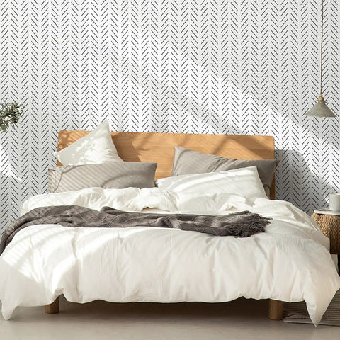 Black And White Peel And Stick Herringbone Wallpaper For Bathroom Modern Geometric Self Adhesive Contact Paper 17.7 By 118.1 Inches 14.5 Sq Ft Vinyl Removable With No Residue Easy To Install on bedroom wall