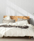 Bedroom with black and white peel and stick wallpaper geometric herringbone vinyl self adhesive contact paper for bathroom removable