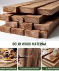 Solid pine wood planks for Vertical Wooden Fishing Rod Holder Set 2 Pack wall mounted rod rack, sanded and carbonized finish