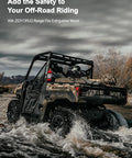Polaris Ranger with Fire Extinguisher Mount With Quick Release Holder And Aluminum Bracket driving through water