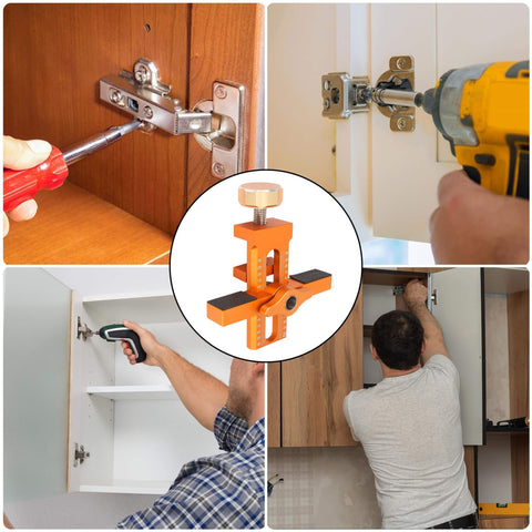 Pro Grade Cabinet Door Positioner Jig with 2 in 1 versatility shown in use for frameless and face frame installations