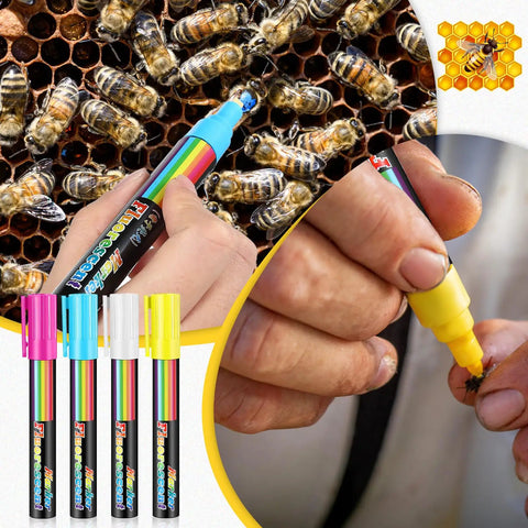 Beekeeping Queen Bee Marker Kit With 1 Marking Bottle And 4 Color Pens For Tracking Bees In The Hive, Easy Beekeeper Tools