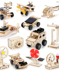 Twelve Sets STEM Kits For Kids Hands On Solar Car Projects Wood Building Mechanical Models Electrical Experiments And DIY Educational Crafts For Beginners Spark Curiosity STEM Learning Gifts, assorted wood models