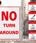 No Turn Around Sign Reflective Aluminum, Keeps Ya Seen In Darkness, Driveway Dead End Safety Marker, 18x12 inch UV protected sign.