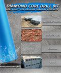 6 Inch Wet Diamond Core Drill Bits For Concrete With Rebar And Masonry, 15 Inch Drilling Depth, uses on reinforced concrete, brick, block.
