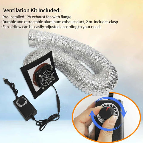 Ventilation kit with 12V exhaust fan, aluminum duct for Pro Grade Ventilated Resin 3D Printer Enclosure For Odor Control Dustproof Shield