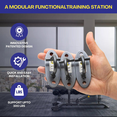 Heavy Duty Resistance Band Wall Anchor System For Home Gyms With Stretch Straps And Suspension Trainer Mount visible in hand, supporting 300 lbs.