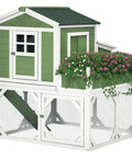49 Inch Chicken Coop With Garden Space And Outdoor Run Cage Weatherproof Hen House For 2 To 4 Birds Green Durable Double Deck