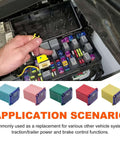 Hand installing square fuse in car with 10 Pack Car Square Fuses Low Profile Box Kit All In One With 20A 30A 40A 50A 60A