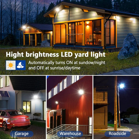 LED Barn Light Dusk To Dawn Outdoor Flood Light 100W 10000LM 5000K Daylight IP65 Waterproof installed on buildings