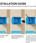 Installation guide for Adjustable Two Gang Plastic Electrical Box Blue 34 Cubic Inch Junction Box With Built In Cable Clips ETL Listed.