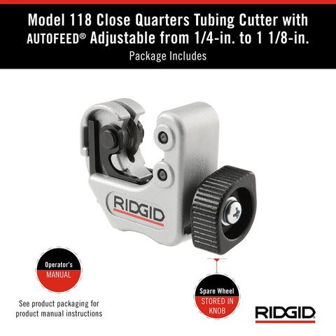 Compact Auto Feed Tubing Cutter For Tight Spaces, 1/4 To 1-1/8 Inch Copper Aluminum Brass And Plastic Tubing, close view