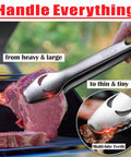 18 Inch Stainless Steel BBQ Tools Set With Tongs Spatula Fork And Brush, Heavy Duty Grillin Kit handling meat on barbecue