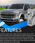 Positive And Negative Battery Terminal Set For Ford Super Duty F 250 350 450 And Chevy Silverado 2500 3500 Replaces BT4Z 14450 SD BT4Z 14450 BA Copper Alloy Rugged And Corrosion Resistant High Performance Electrical System Upgrade.