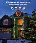 Lit Color Changing RGB Christmas Lights 66 Feet 200 LED Outdoor Indoor String Lights on house for holidays and parties