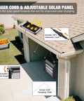 Powerful 4500V Mosquito Zapper With Panel Sensor installed on roof with 10 ft extension cord, solar panel on roof, chain hanging