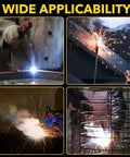 E6013 3 32 Inch Diameter 5Lb Carbon Steel Arc Welding Rods for all position welding with sparks and glowing tips in use