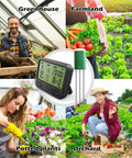 Expandable Twelve Zone Wireless Plant Monitor Kit With Indoor LCD Hub And TDR Four In One Plant Water Meter 230 Ft RF Range IPX5 Waterproof For Indoor Outdoor Garden Yard Farm Display Plus Two Probes