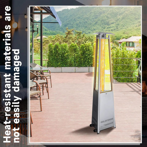 Four-sided pyramid patio heater with Quartz Glass Tube Replacement For Patio Heater 49.5 X 4 Inch Clear with silicone ring.