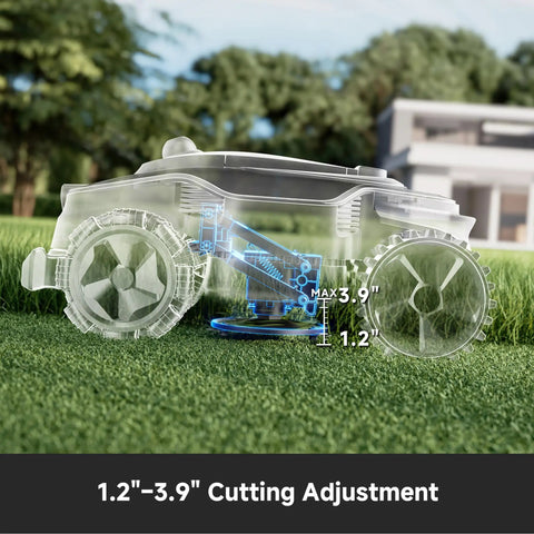 All Terrain Wire Free Robot Lawn Mower With AWD Power 360 Degree LiDAR And AI Dual Vision The Lawn Beast for 0.5 acre cutting mechanism view