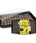 Easy Start All In One Seed Starting Greenhouse Tray Kit With 72 36mm Peat Pellets And Bonus SUPERthrive Sample Plus Plant Markers 2 Pack For A Total Of 144 Pellets Included visible in black tray with clear lid inside packaging.