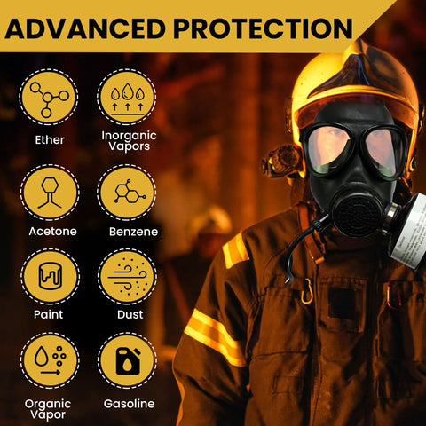Rugged Full Face Gas Mask With 40mm NBC Filter For Civilian Prepper Survival, Reusable Tactical Respirator With Adjustable Straps And Hydration System For Everyday Emergencies