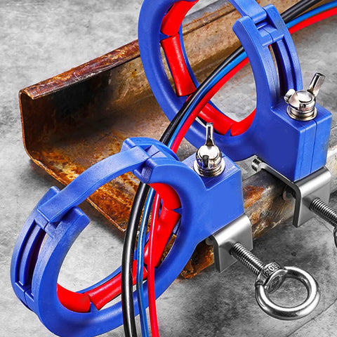 Cable Tray Roller With Screw Mount Wire Guide For Adjustable Cable Laying And Pulling And Red Axis Protects Wires Rugged Heavy Duty Nylon And Stainless Steel Construction For Indoor Outdoor Use attached to steel tray
